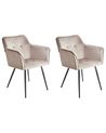 Esszimmerstuhl 2er Set JASMIN Samtstoff Taupe