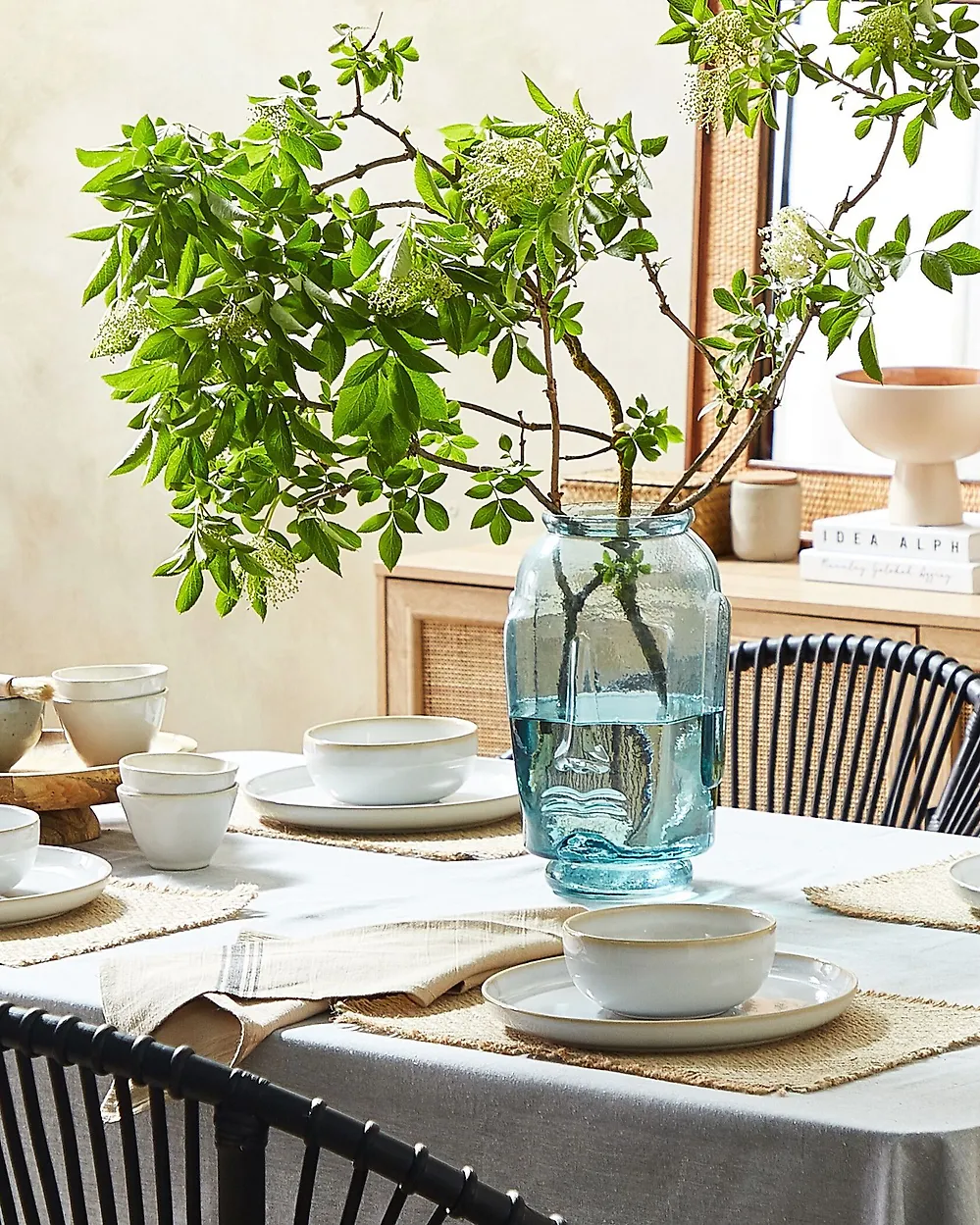 Decorative Vase SAMBAR 31 cm Glass Blue_1178809