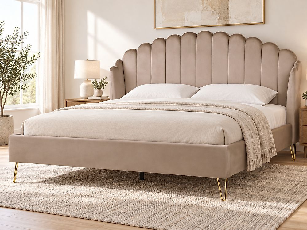 Bed Fluweel AMBILLOU 180 x 200 cm Taupe