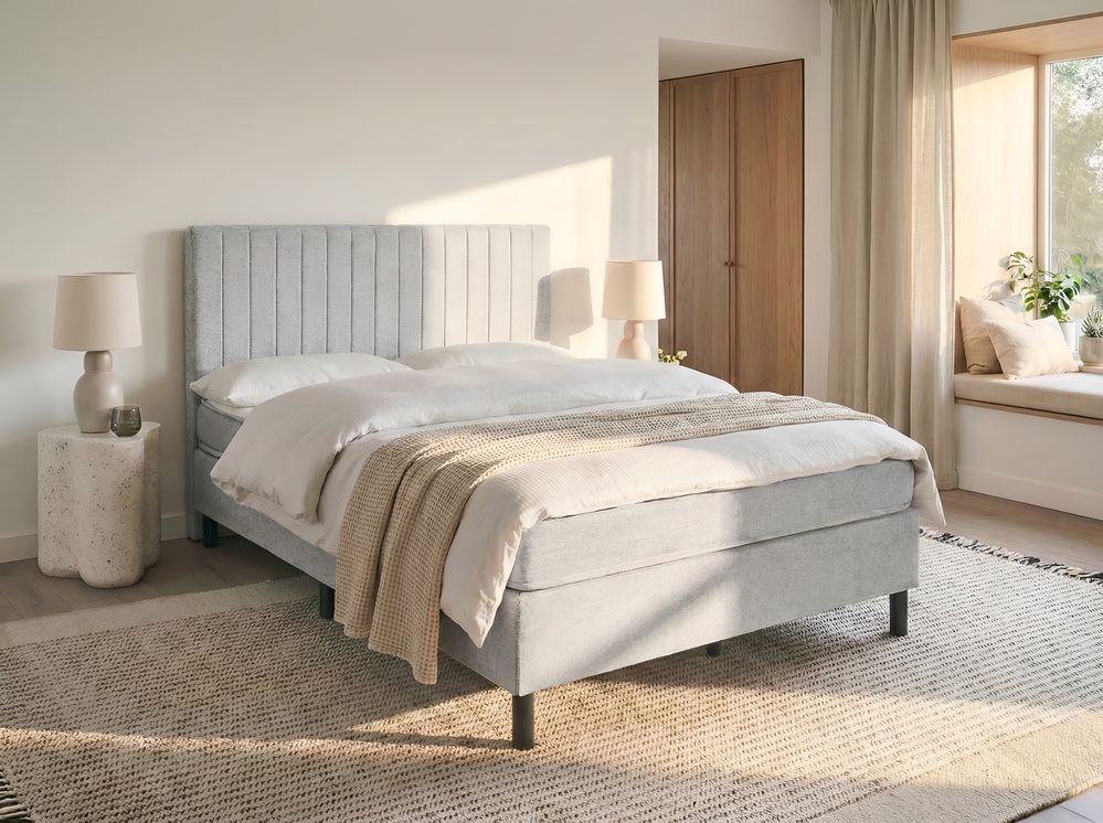 Divan Bed Fabric COUNTESS 140 x 200 cm (EU Double) Light Grey