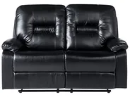 Sofa Set manuell verstellbar 6-Sitzer BERGEN Kunstleder Schwarz_1060582