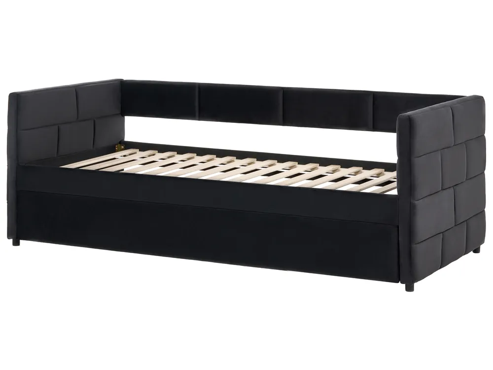 Ausziehbett Samtstoff CHAVONNE 90 x 200 cm Schwarz_1069392
