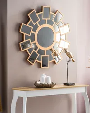 Wall Mirror ROZEL 80 cm 80 cm Golden Brown_906498