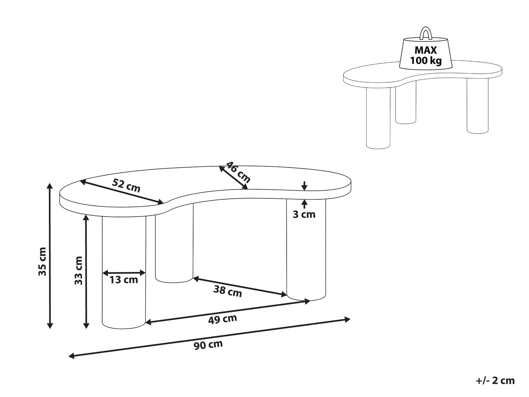 Couchtisch NOMA 52 cm 90 cm Travertinoptik Travertinoptik_1073222