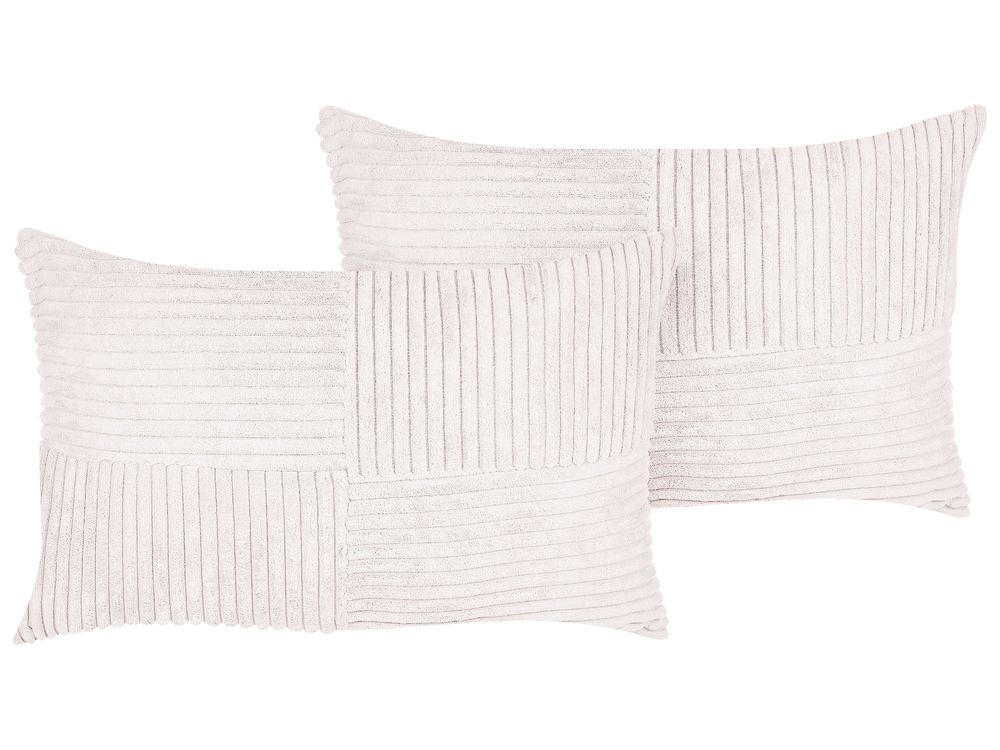Dekokissen 2er Set MILLET 30 x 50 cm Cord Cremeweiß Geometrisches Muster