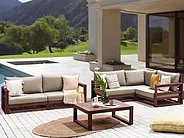 Lounge Set mit Tisch 4-Sitzer TIMOR modular Akazienholz Dunkelrot_856577