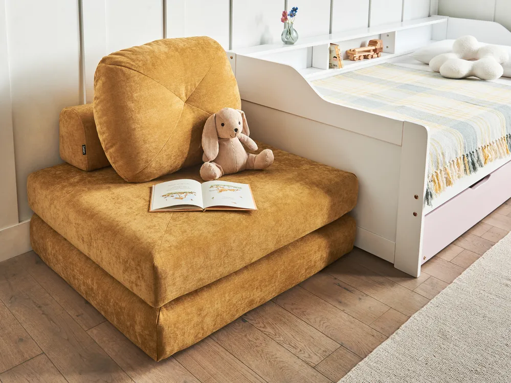 Single Sofa Bed OLDEN Chenille Mustard_980857