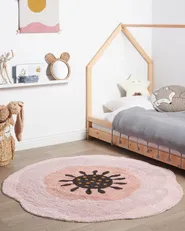 Kids Rug KHARAT Pastel Pink ø 140 cm Cotton_903846