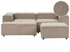 Modul Ecksofa 2-Sitzer ARDAL mit Ottomane Cord Hellbraun rechtsseitig