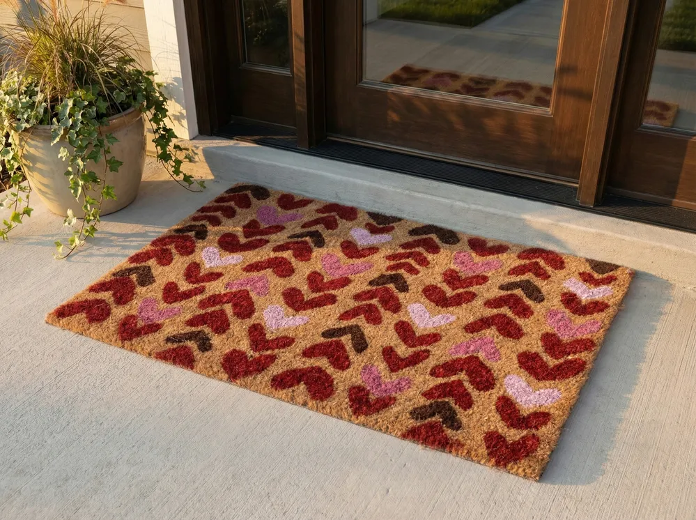 Fußmatte TIMOLAN Naturfarben 40 x 60 cm Herz Kokosfasern