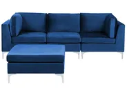 Modular Sofa 3 Seater EVJA with Ottoman Velvet Navy Blue_859652