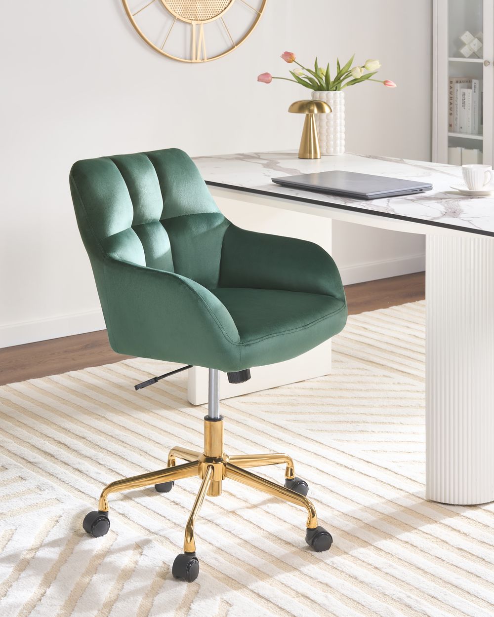 Chaise de bureau PALMDALE Velours Vert foncé