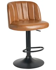 Set of 2 Bar Stools VLORE Swivel Faux Leather Brown_1011585