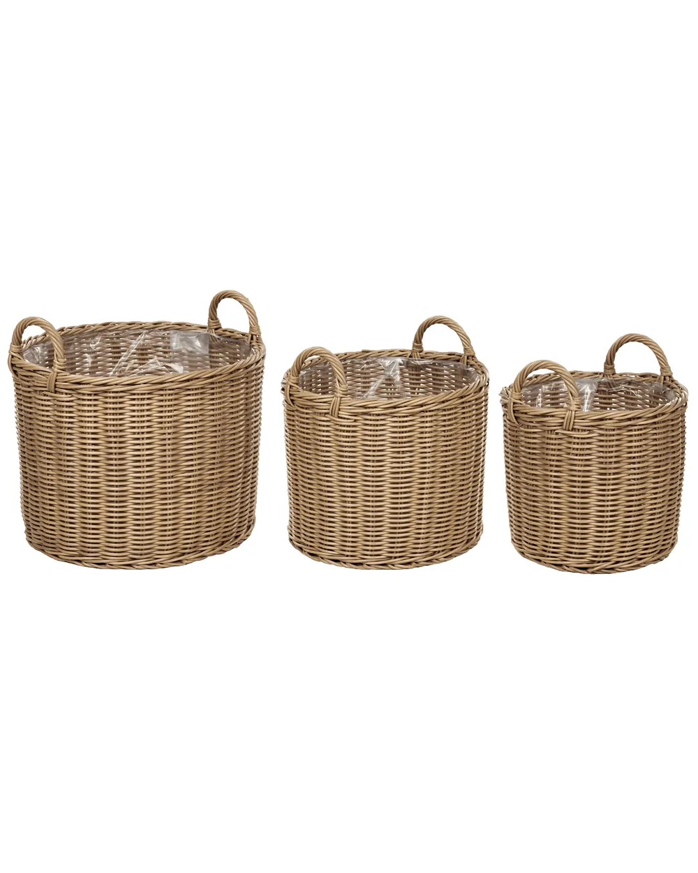 Set of 3 Wicker Planters PENDULA 33/37/45 cm PE Rattan Natural_950217
