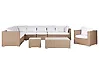 Lounge Set mit Tisch 8-Sitzer XXL modular Polyrattan Beige rechtsseitig