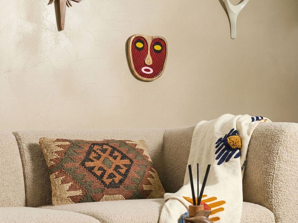 Wall Decor Face KATSINA Mango Wood 22 cm Red