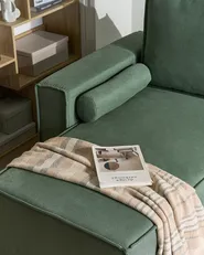 Eckschlafsofa 3-Sitzer EDANE mit Stauraum Stoff Hellgrün rechtsseitig_1057250