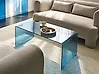 Couchtisch KENDALL Sicherheitsglas Blau