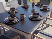Garden Dining Set 6 Seater GROSSETO Tempered Glass Grey/ Black_1105682