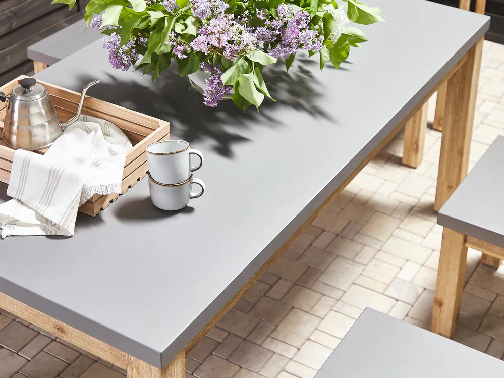 Gartenmöbel Set mit Hockern 6-Sitzer OSTUNI Beton Grau_804940