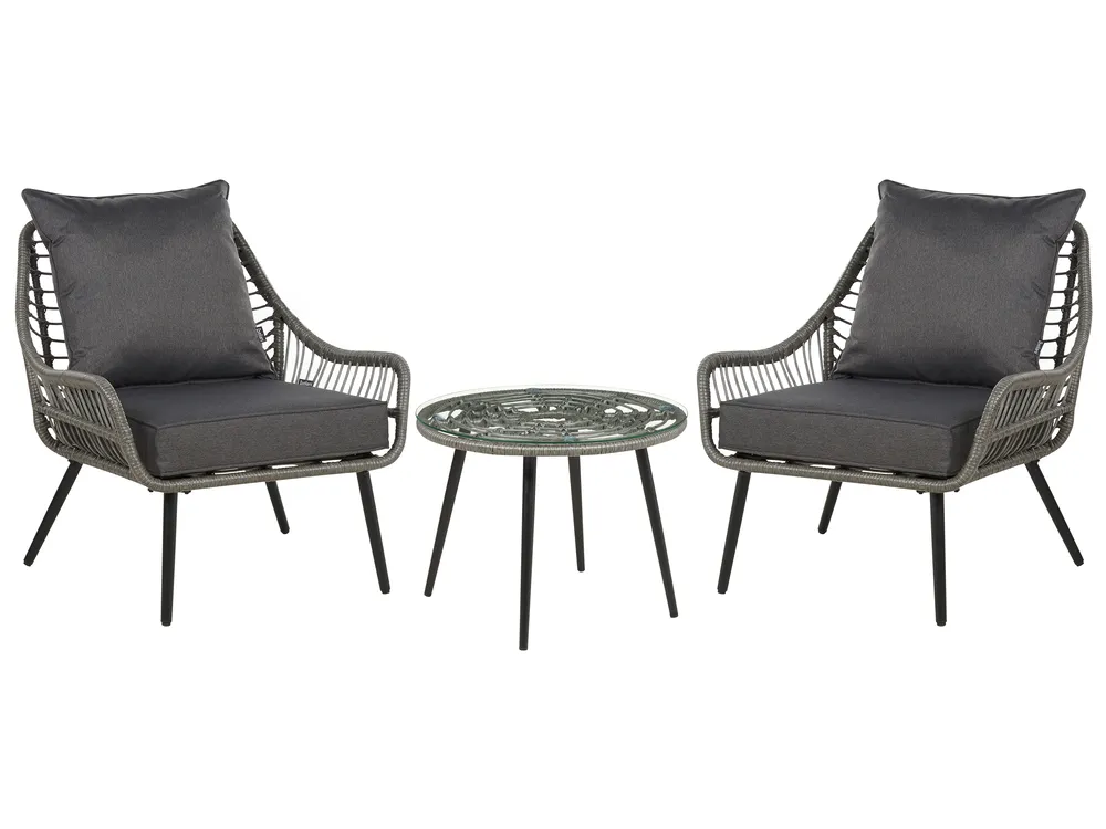 Outdoor Kissenbezug Set LAURETO Dunkelgrau_986074