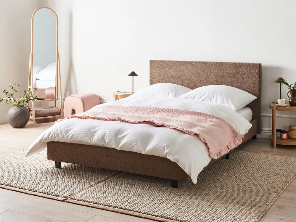 Bett mit Lattenrost Bouclé ALBI 140 x 200 cm Braun