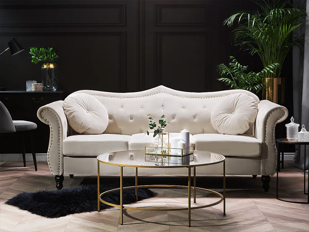 Sofa 3-Sitzer SKIEN Samtstoff Hellbeige