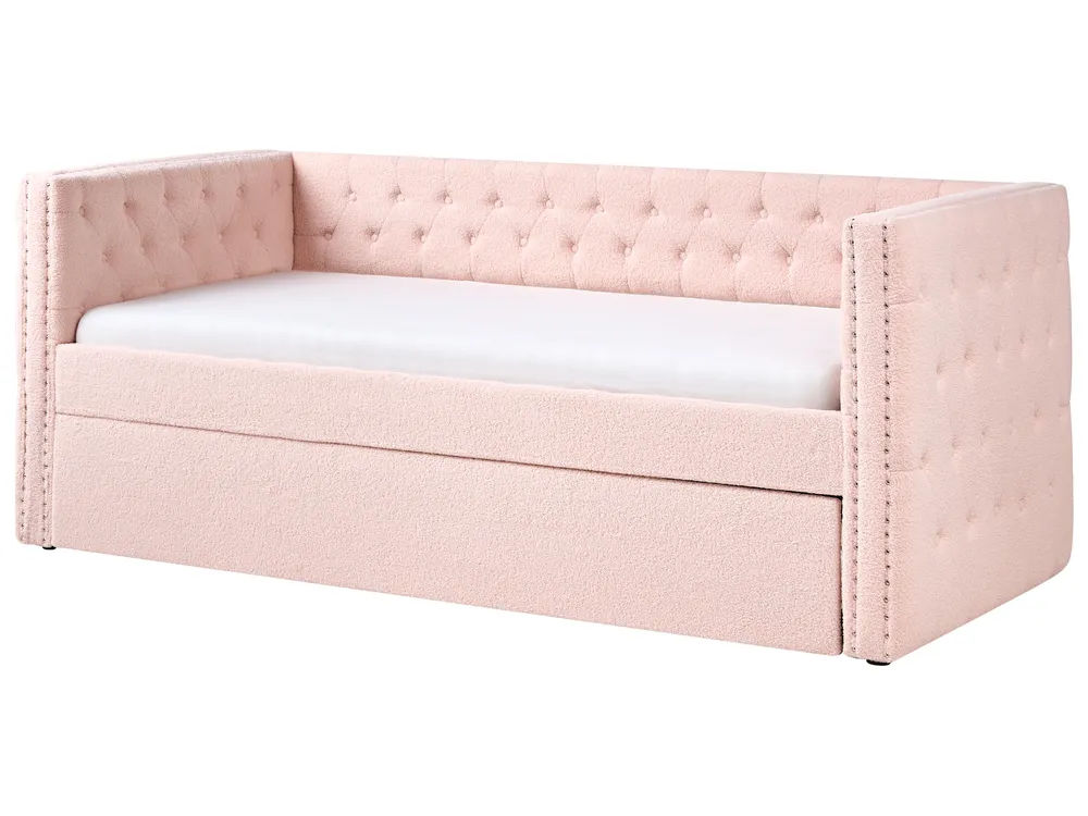 Ausziehbett Bouclé GASSIN 90 x 200 cm Pastellrosa_951585