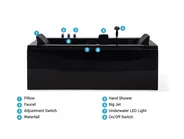 Corner Hot Tub with LED VARADERO 1830 x 900 mm Black Right Hand_787094