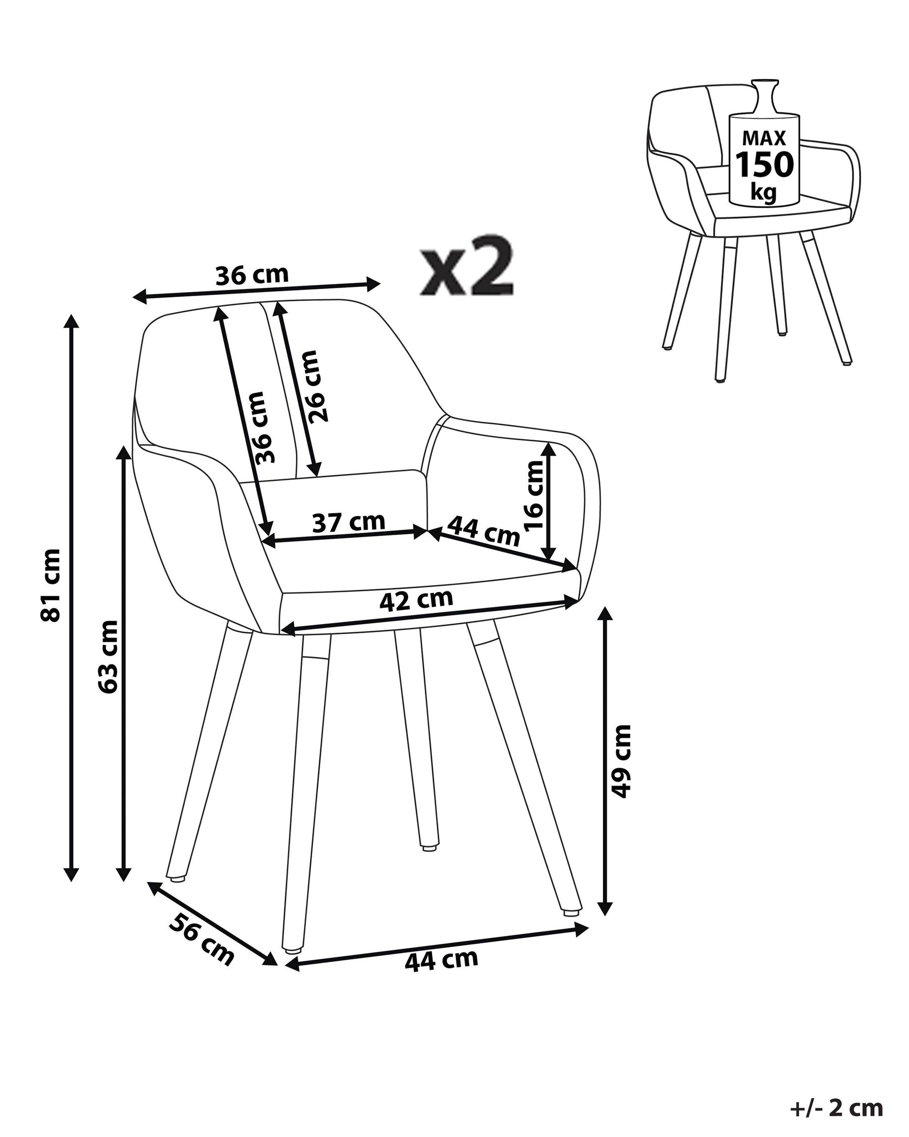 Esszimmerstuhl 2er Set CHICAGO Stoff Taupe_794249