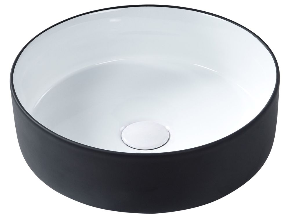 Aufsatzwaschbecken CALIG ⌀ 36 cm Keramik Schwarz / Weiß