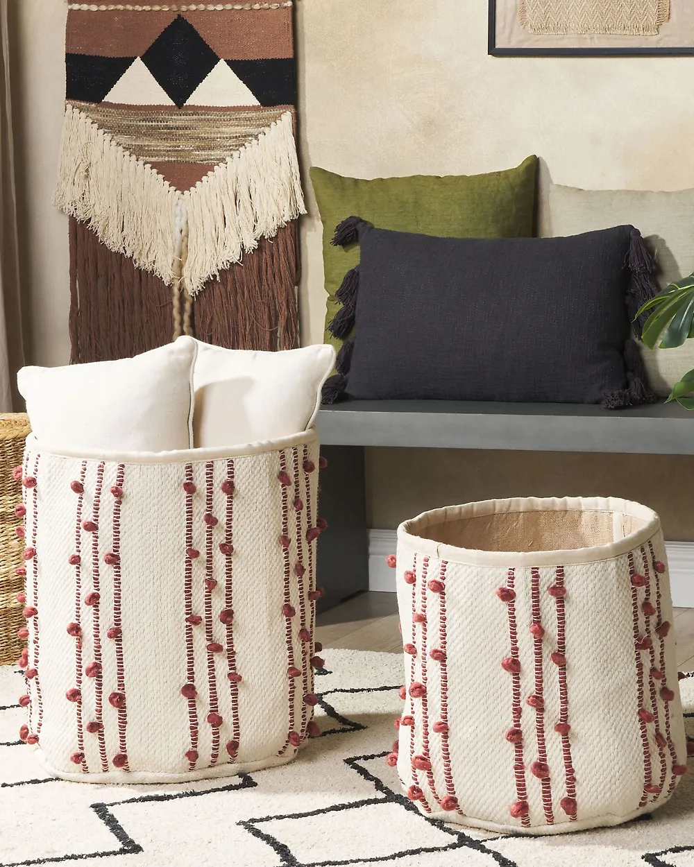 Aufbewahrungskorb 2er Set KHEL Baumwolle Beige_1182422