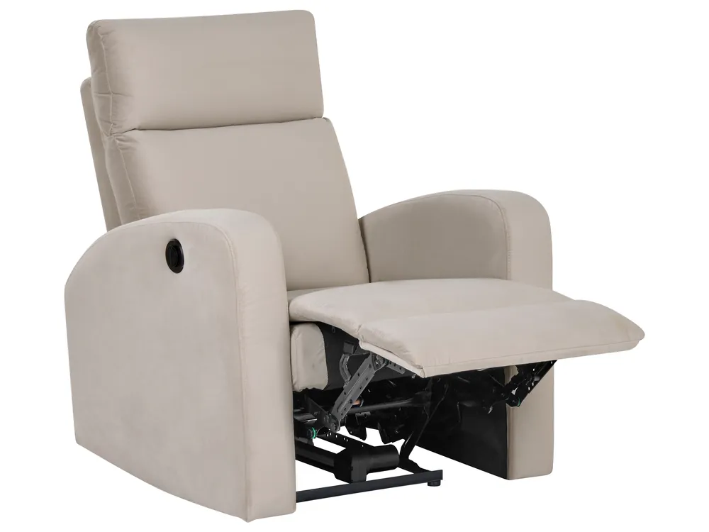 Electric Recliner Living Room Set 3 Seater VERDAL Velvet Beige_1081023