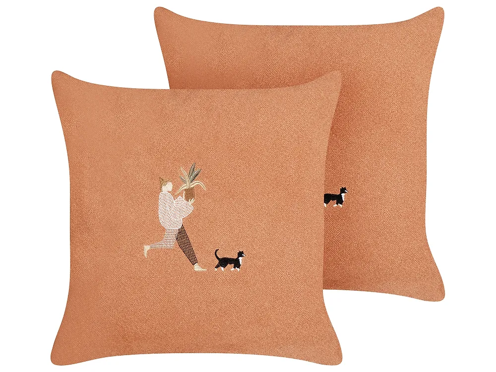 Dekokissen 2er Set MARIGOLD 45 x 45 cm Orange Ohne Muster