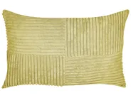 Lot de 2 coussins décoratifs MILLET 30 x 50 cm Velours côtelé Vert olive Motif géométrique_854706