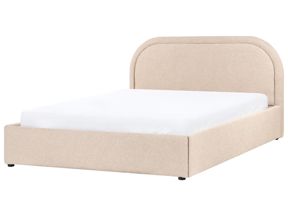 Bett mit Stauraum QUILLIEN Bouclé Beige 140 x 200 cm_989879