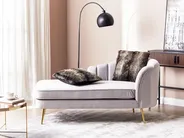 Linksseitige Chaiselongue ALLIER Samtstoff Hellgrau_883872