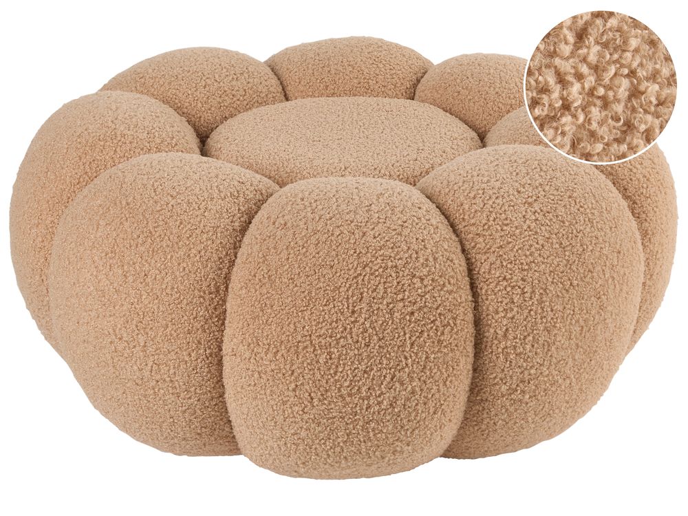 Poef BEAUFORT Bouclé Lichtbruin