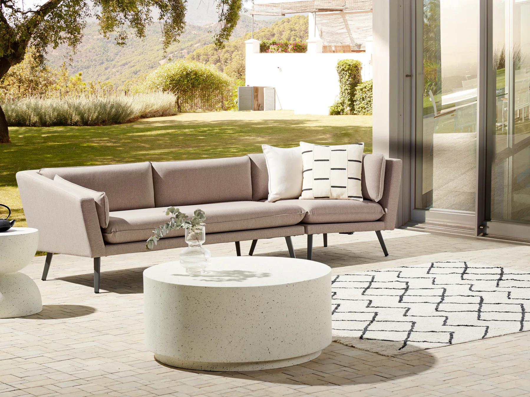 Gartensofa 3-Sitzer LORETELLO Beige rechtsseitig_872311