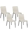 Set of 4 Dining Chairs GLENDIVE Fabric Light Beige
