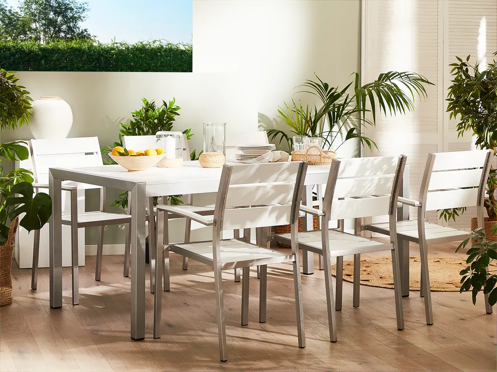 Garden Dining Set 6 Seater VERNIO White