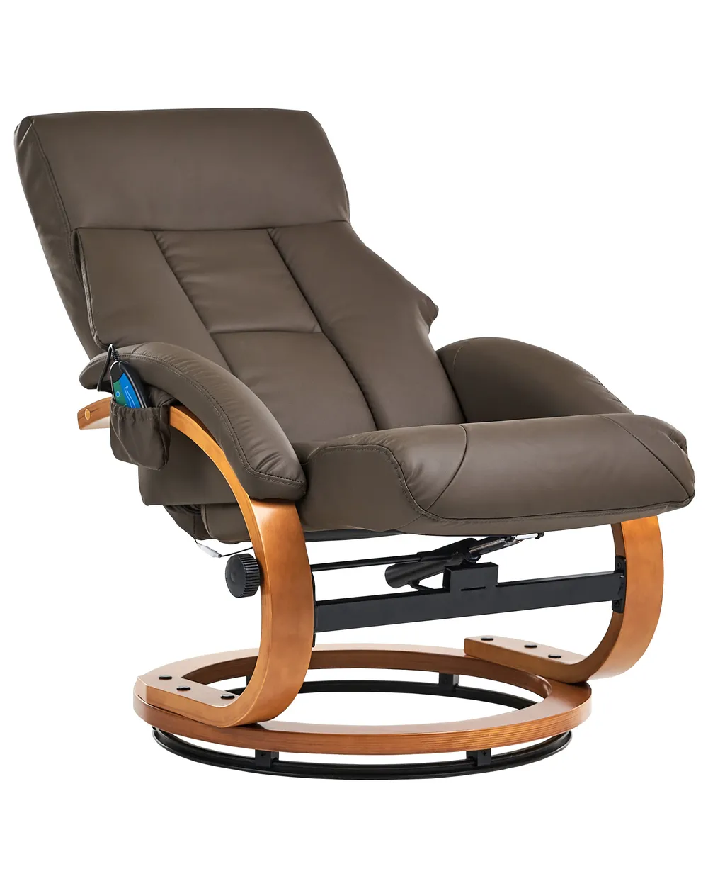 Massage Chair FORCE with Footstool Faux Leather Dark Brown_697919