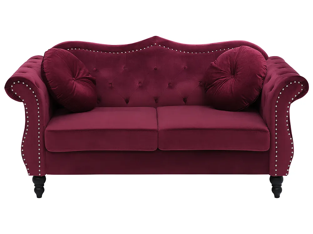 Sofa 2-Sitzer SKIEN Samtstoff Dunkelrot