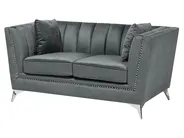 Sofa Set 5-Sitzer GAULA Samtstoff Grau_720633