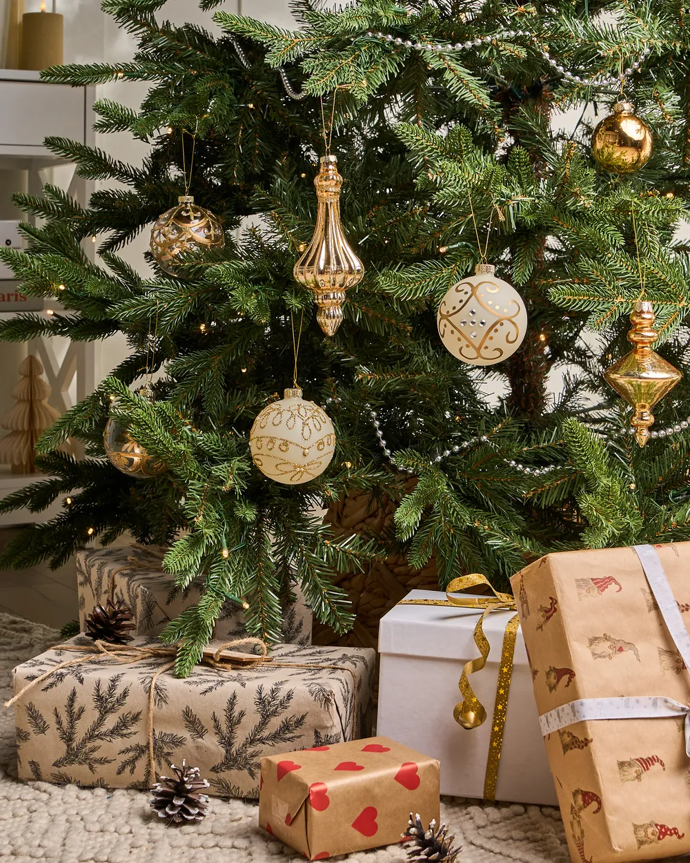 Weihnachtskugel 70er Set FLICKER Glas Gold_1028348