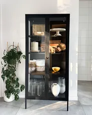 Vitrine mit Glastüren HARTY 80 cm Metall Schwarz_1006237