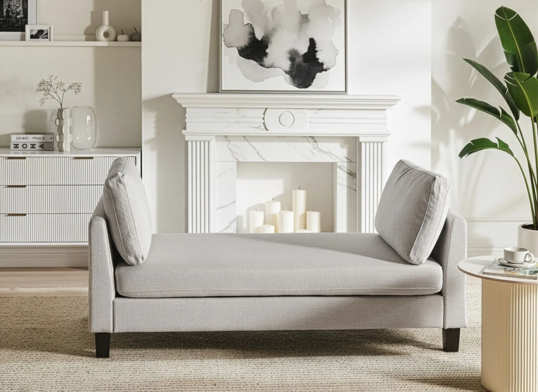 Chaiselongue ARCHIANE Stoff Hellgrau_1037484