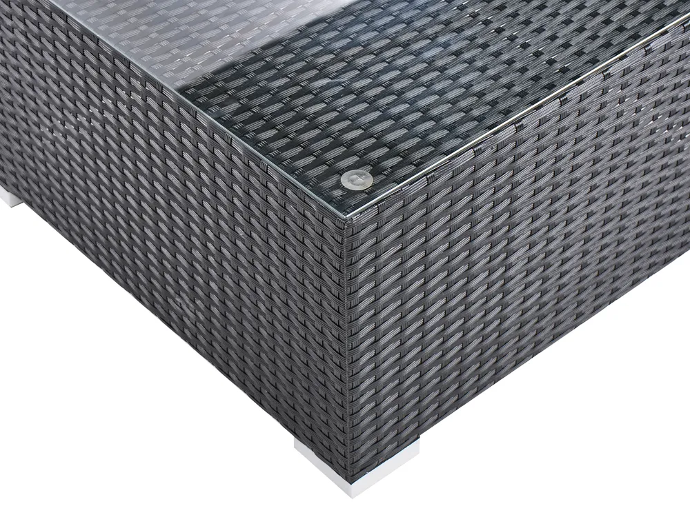 Garten Ecksofa mit Tisch 4-Sitzer SANO Polyrattan Schwarz rechtsseitig_976032