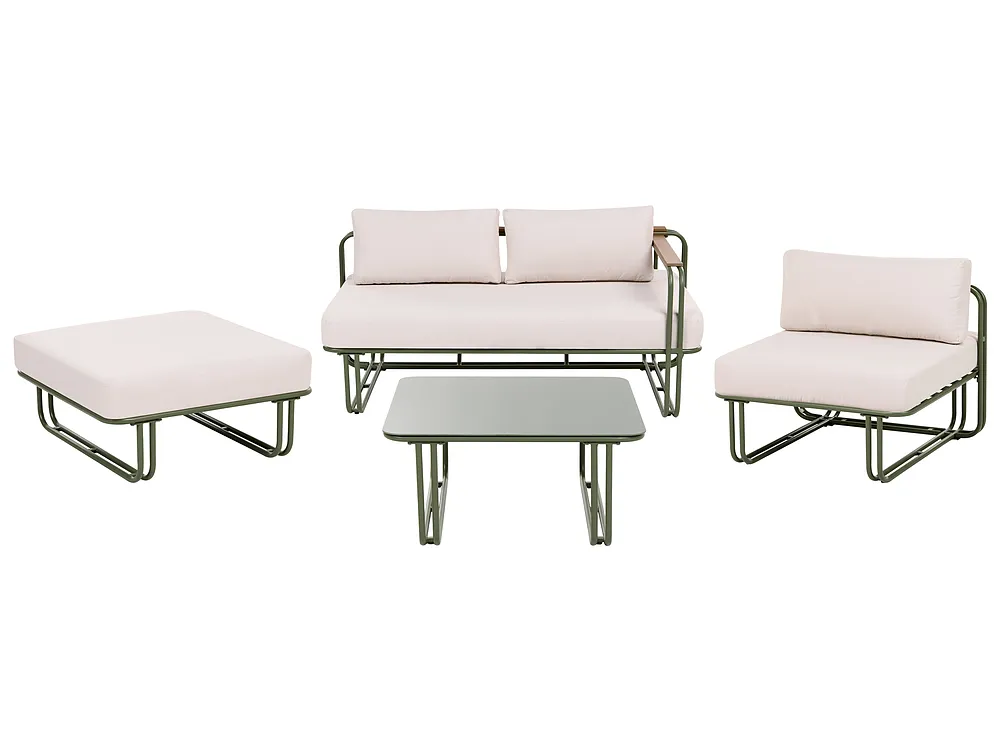 Garden Lounge Set with Table and Ottoman 3 Seater CAMEROTA  Metal Green_1156432