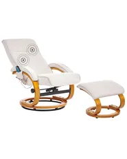 Massage Chair HERO with Footstool Fabric Light Beige_964729